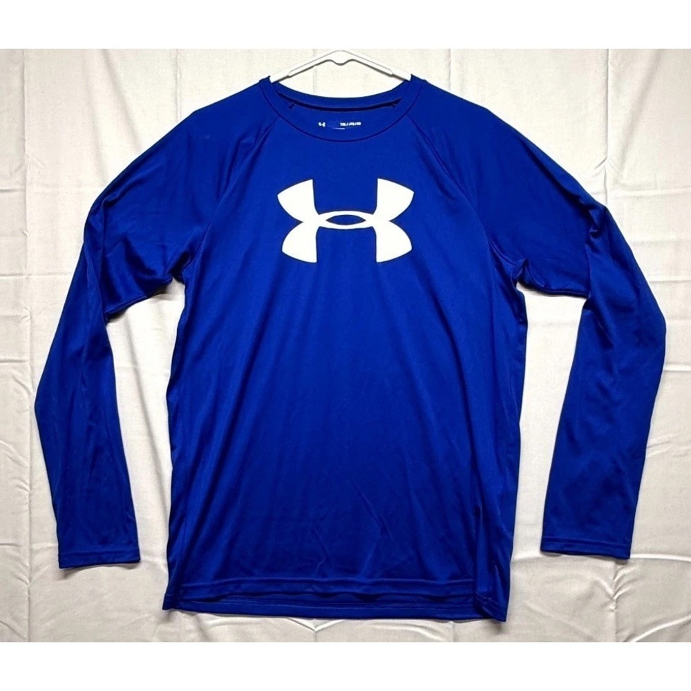 Under Armour Heatgear Team Tech T Shirt Boys YXL Blue Performance Activewear